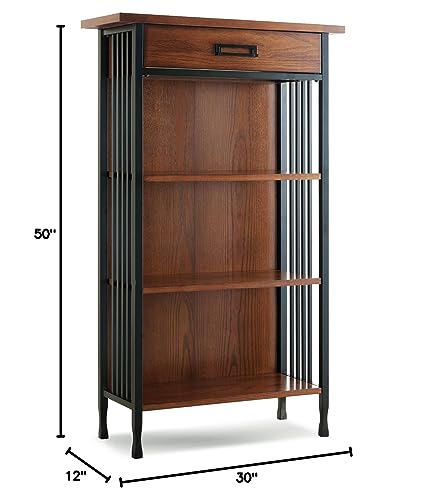 Rustic Bookcase with Drawer Storage, 30" W x 50" H k7m