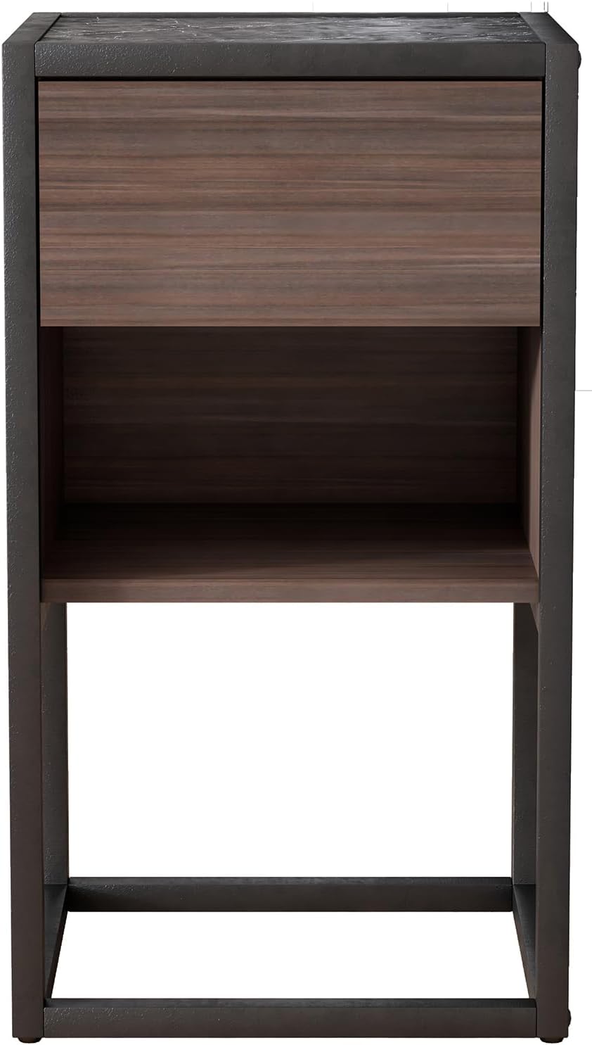 Farmhouse Side Table with Storage Drawer, Solid Wood Base k7m