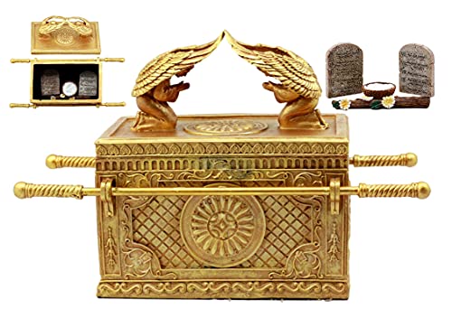 Matte Gold Holy Ark of the Covenant Religious Decorative Figurine Box k7