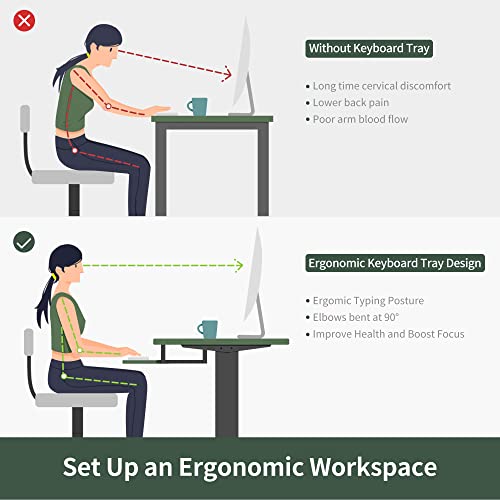 Standing Desk with Keyboard Tray 40x24 Electric Adjustable a7