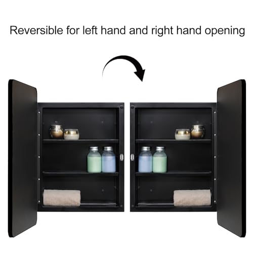 Black Beveled Mirror Medicine Cabinet 16x24 inch a7
