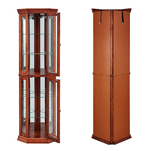 Corner Curio Cabinet with Lights Glass Display 6-Tier a7