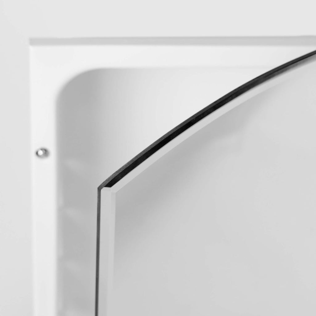 Recessed Medicine Cabinet Mirror with Beveled Edge, Adjustable Shelves, Frameless Arched Design 16x30 k7