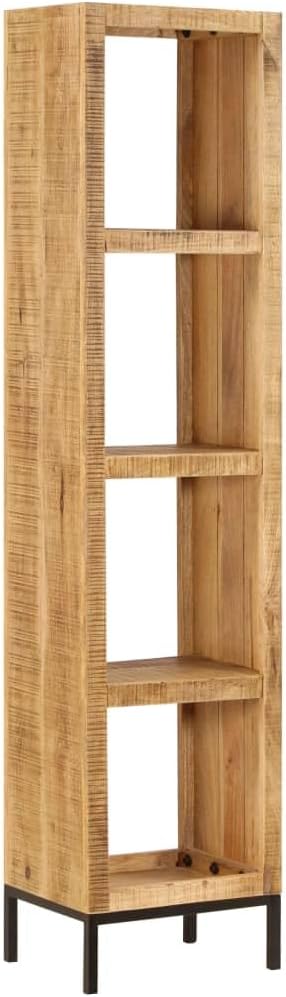 Solid Mango Wood Bookshelf 4 Compartments Brown7k