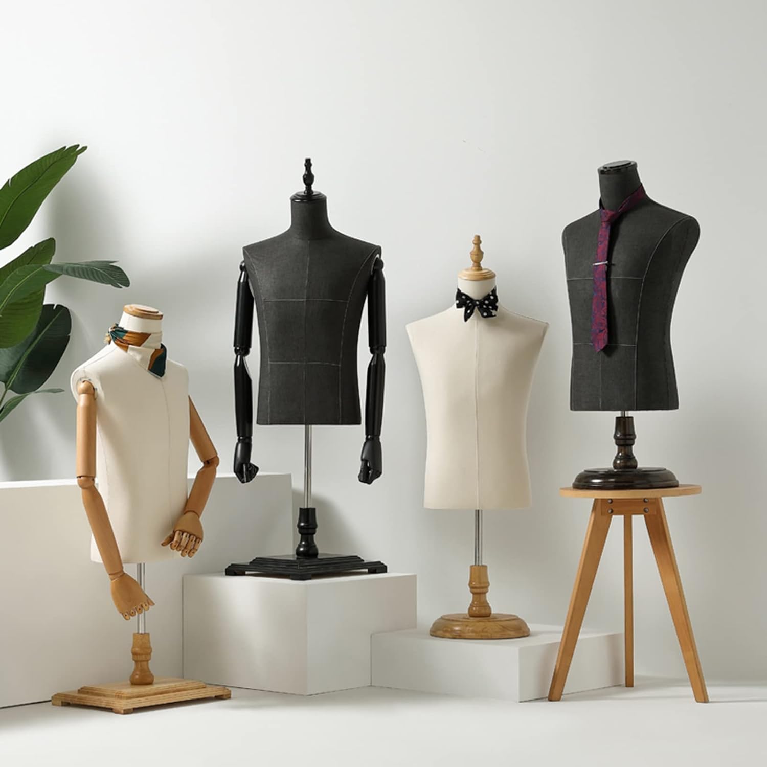 Mannequin Body Torso Male with Wooden Base Stand for Clothing Display k7p