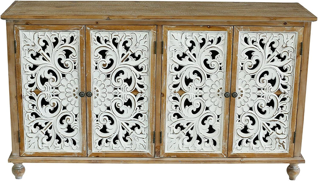 Accent Cabinet with 4 Doors Farmhouse Sideboard Buffet q7k