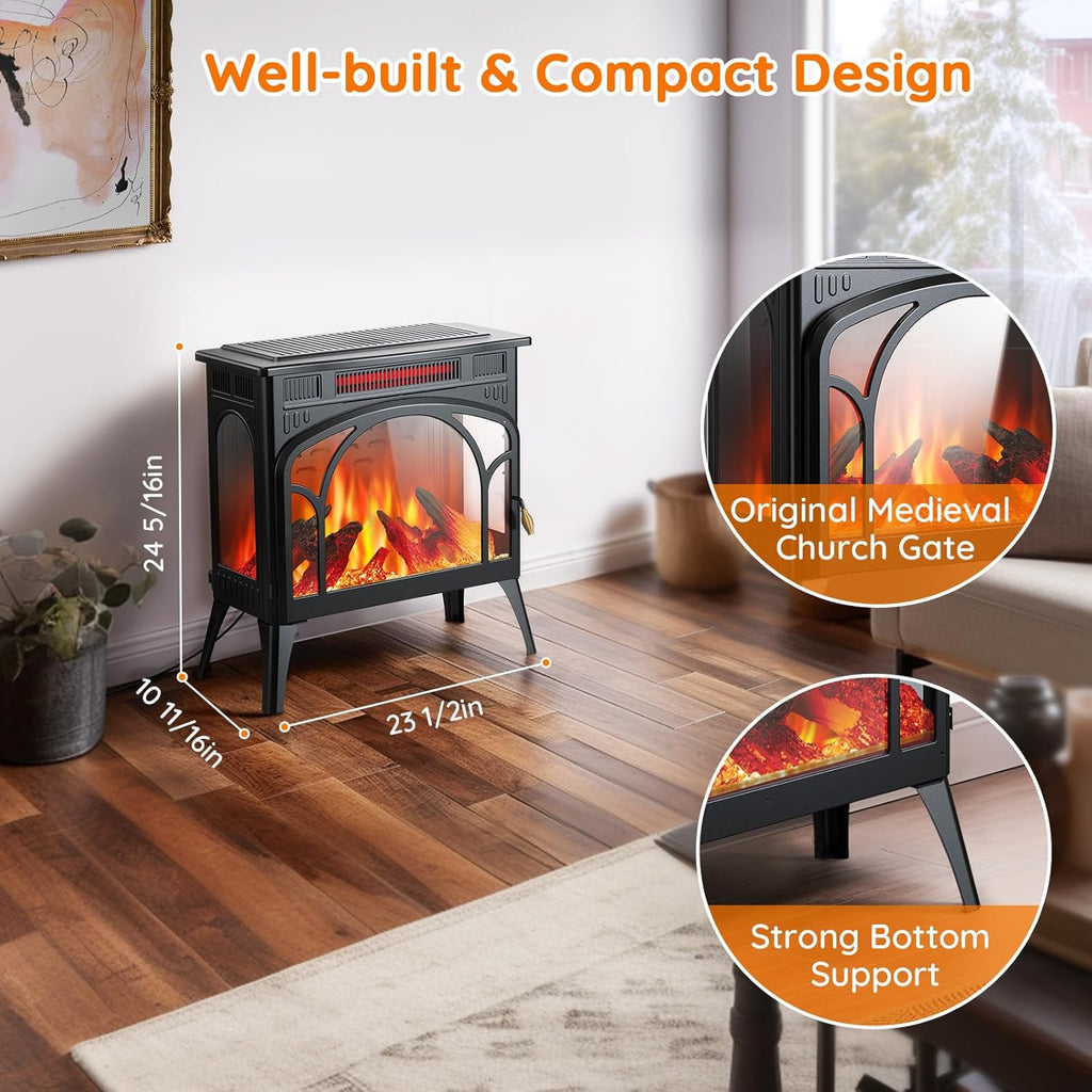 Electric Fireplace Heater with 3D Flame Effect and Remote k7m