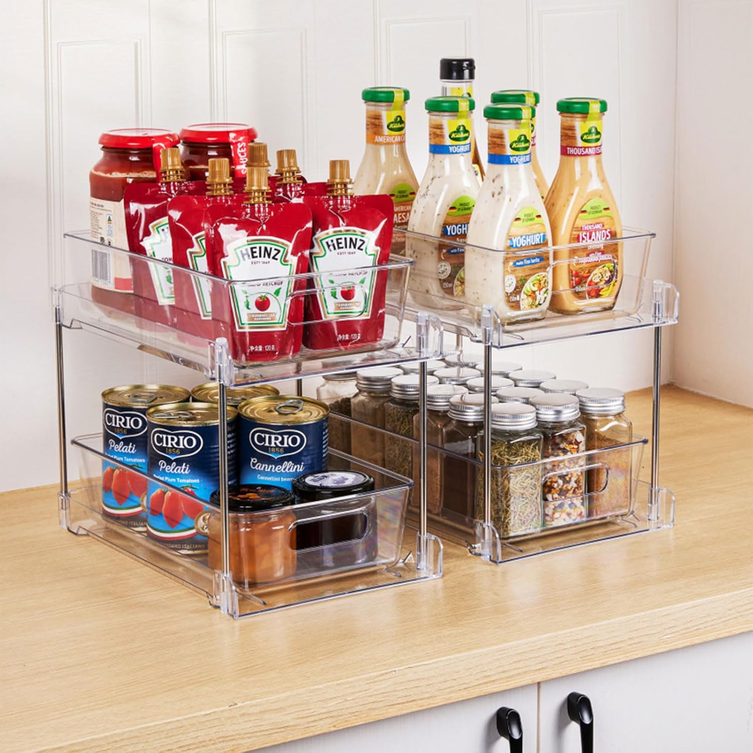 Clear Under Sink Organizer Slide-Out Storage Rack k7p