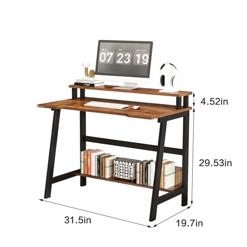 Compact Desk with Monitor Stand Black k7m
