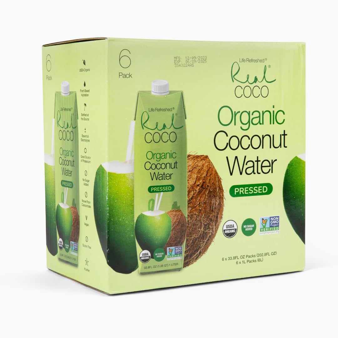 Organic Pressed Coconut Water 6-Pack 1L a7