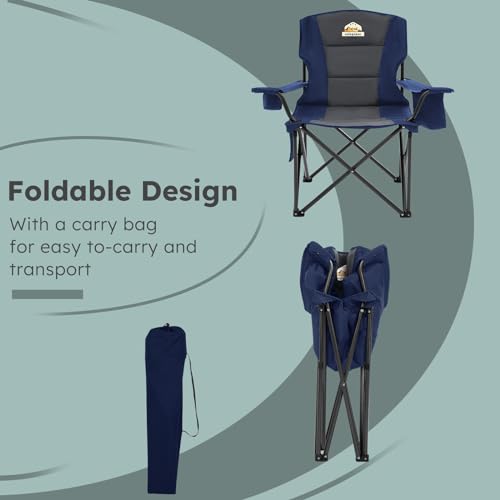 Heavy Duty Folding Camping Chair Set of 2 with Cooler Bag and Cup Holder Red k7p