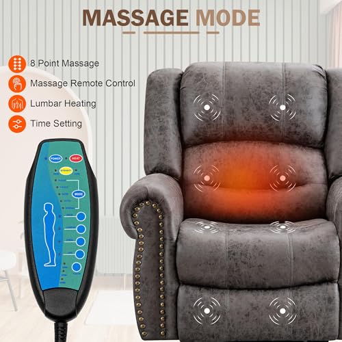 Large Dual Motor Power Lift Recliner Chair with Massage and Heat for Elderly, Adjustable Headrest, USB Ports k7