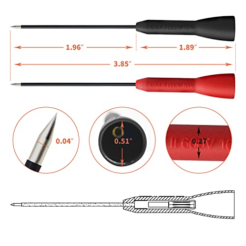 2 Pack 2mm Extended Needle Test Probes 600V 10A Multimeter Accessory k7m