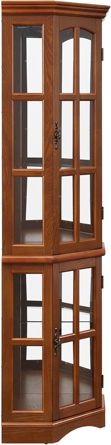 Glass Corner Display Cabinet with 5 Shelves and Lighting a7