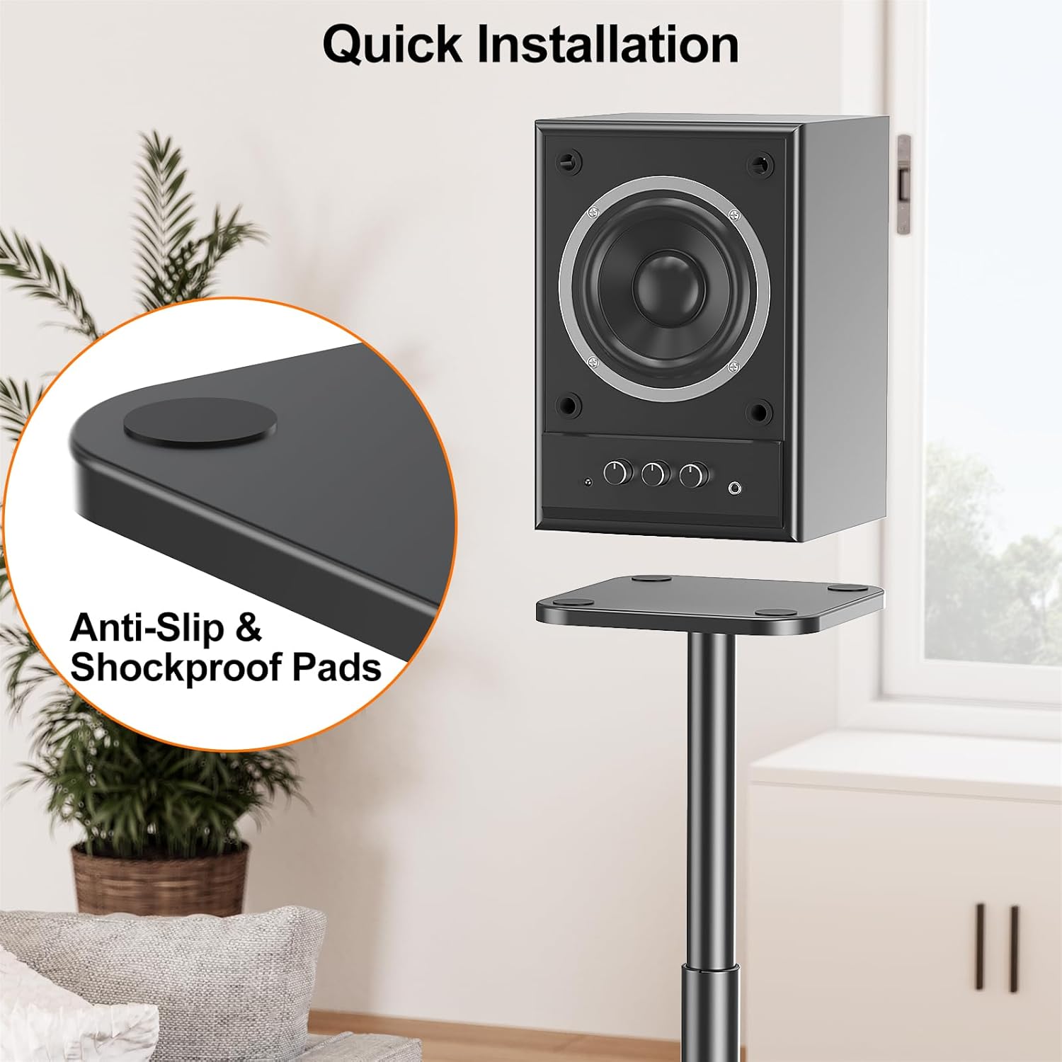 Speaker Stands Height Adjustable 28-37.4 for Bookshelf Studio Speakers Pair k7m