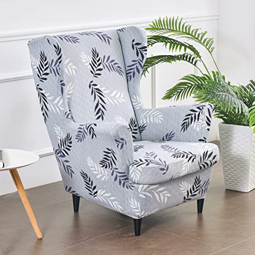 Wingback Chair Slipcover 2 Piece Jacquard Washable Furniture Protector q7m