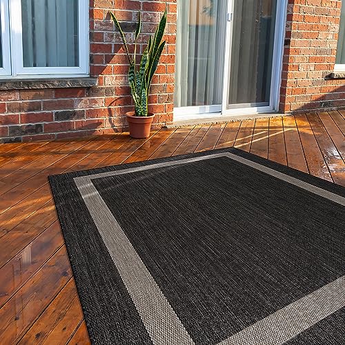 CAMILSON Outdoor Rug - Modern Area Rugs for Large Indoor and Outdoor patios, Kitchen and Hallway mats - Washable Outside Carpet (9x12, Medallion - Beige/White)