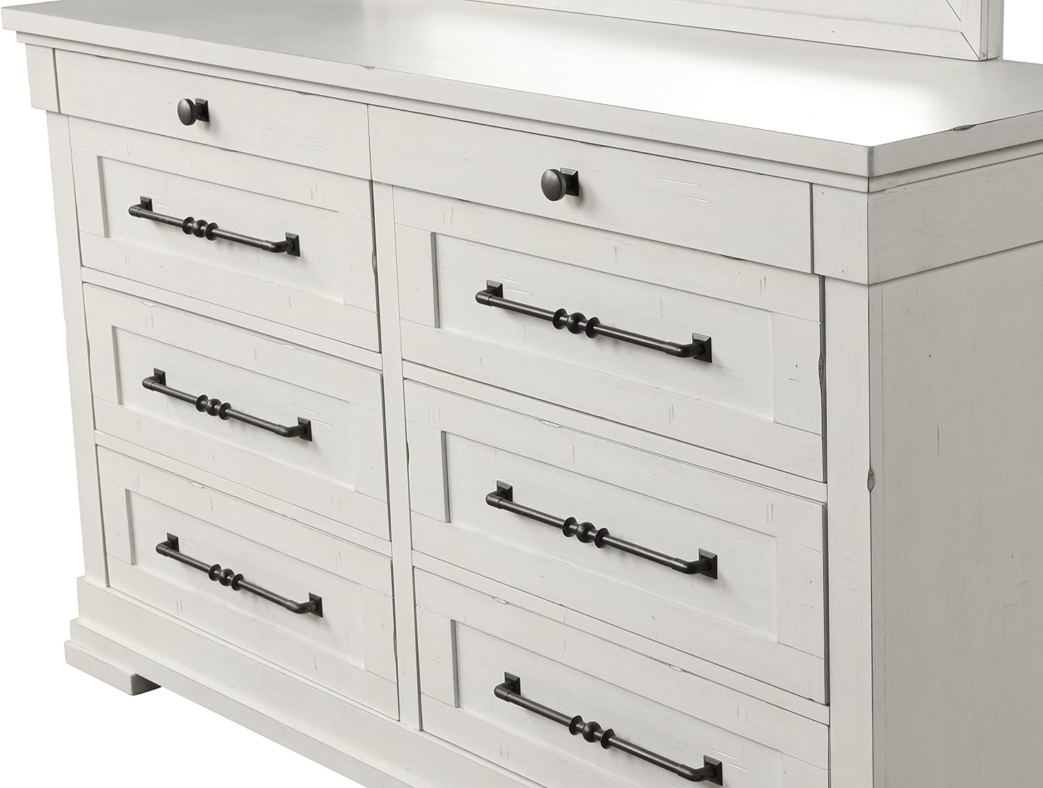 Queen Bed with Dresser Mirror Nightstand Antique White k7p