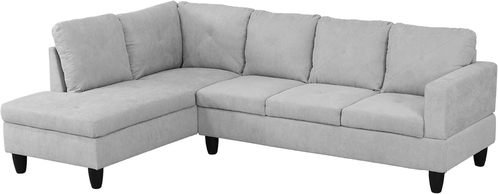 L-Shaped Corner Sofa with Left Chaise & Storage Ottoman k7m