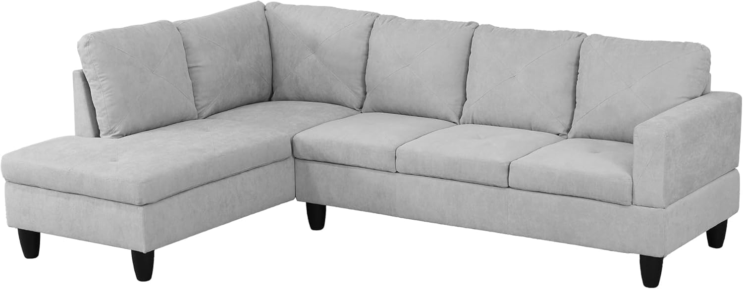L-Shaped Corner Sofa with Left Chaise & Storage Ottoman k7m