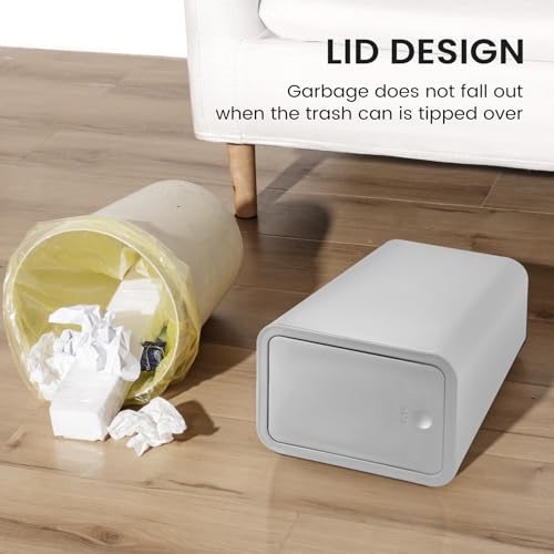 Bathroom Trash Can with Lid 4 Gallon Plastic Wastebasket White k7