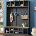 LUMISOL Wide Entryway Hall Tree with Storage Bench, 78''H Entryway Shoe Cabinet with Cube Storage, Hallway Coat Rack with 6 Hooks for Mudroom Living Room, Black