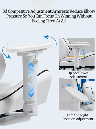 Gaming Chair Recliner Adjustable Leather Swivel Office Computer White k7p