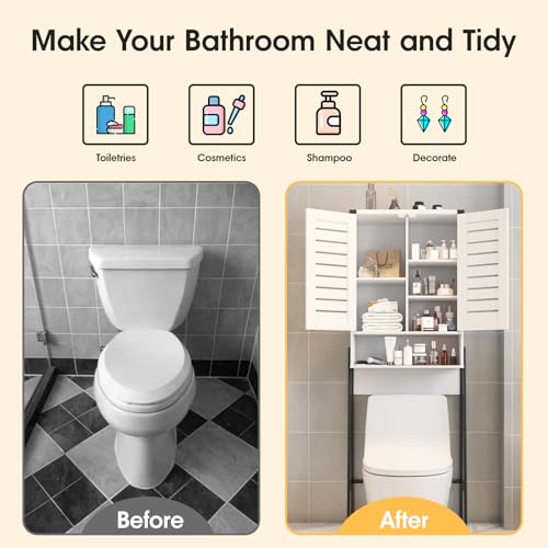 White Toilet Cabinet with 2-Door Storage a7