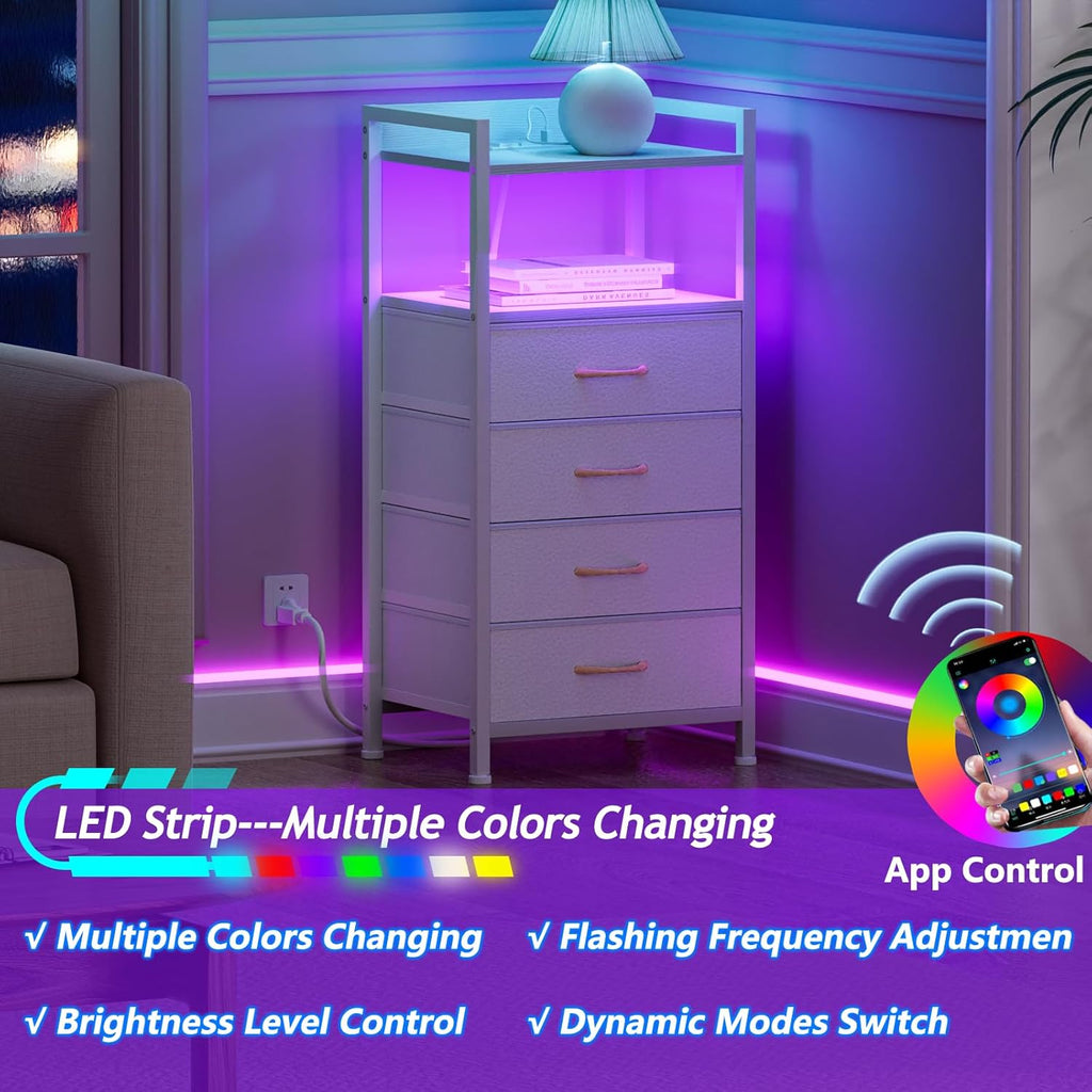 Nightstand with 4 Drawers and Charging Station a7k