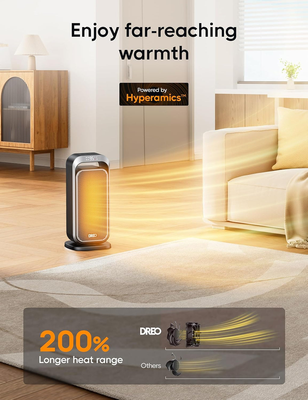 Dreo 1500W Radiator Heater with Remote Control and Dreo 1500W 70° Oscillating Space Heater with Remote Control, Electric Heaters for Indoor Use a7