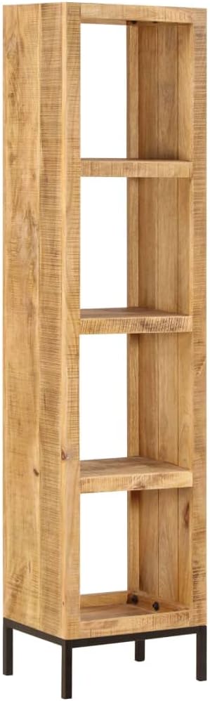 Solid Mango Wood Bookshelf 4 Compartments Brown7k