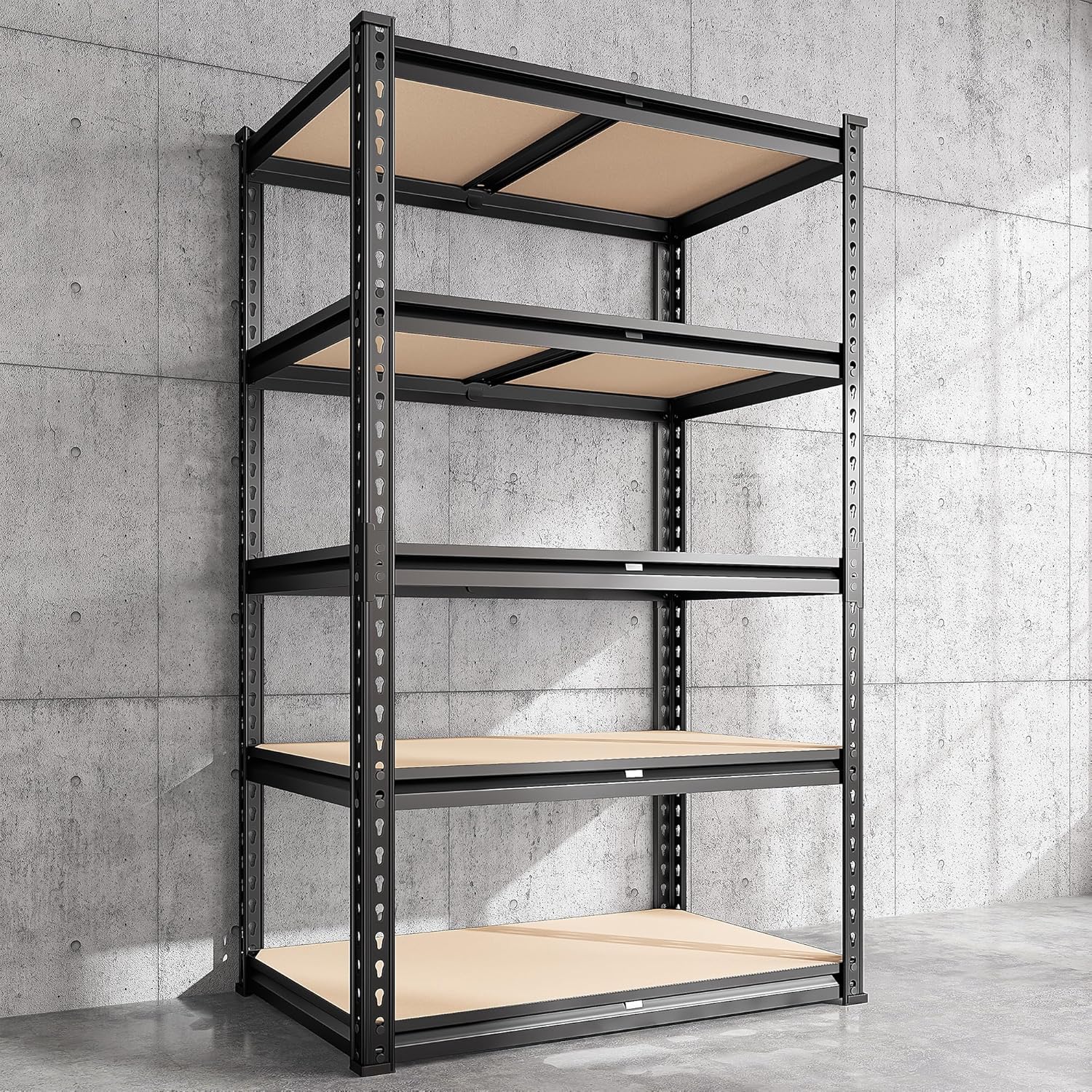 REIBII Garage Shelving 2000LBS Storage Shelves Heavy Duty Shelving 5 Tier Adjustable Metal Shelves for Garage Shelves Sturdy Shelving Unit Storage Rack for Kitchen Pantry Basement, 60" H x28 Wx 14" D