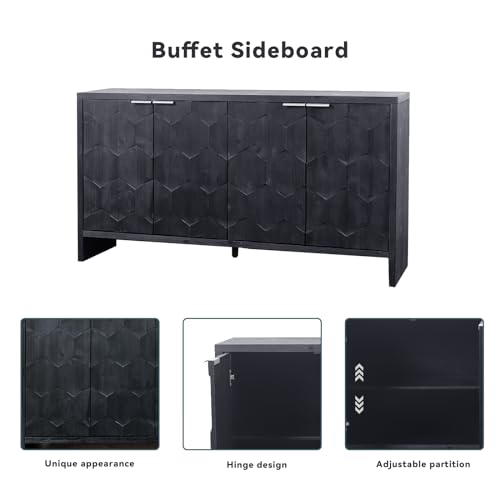 Retro Wooden Sideboard Storage Cabinet 3-Door k7