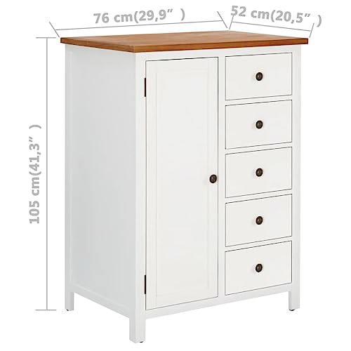 Wardrobe Solid Oak Wood with Hanging Rod and Drawers k7m