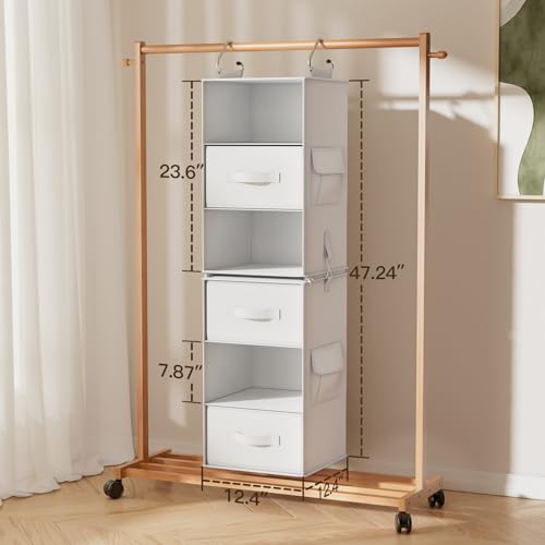 6-Shelf Hanging Closet Organizer with Removable Drawers k7m