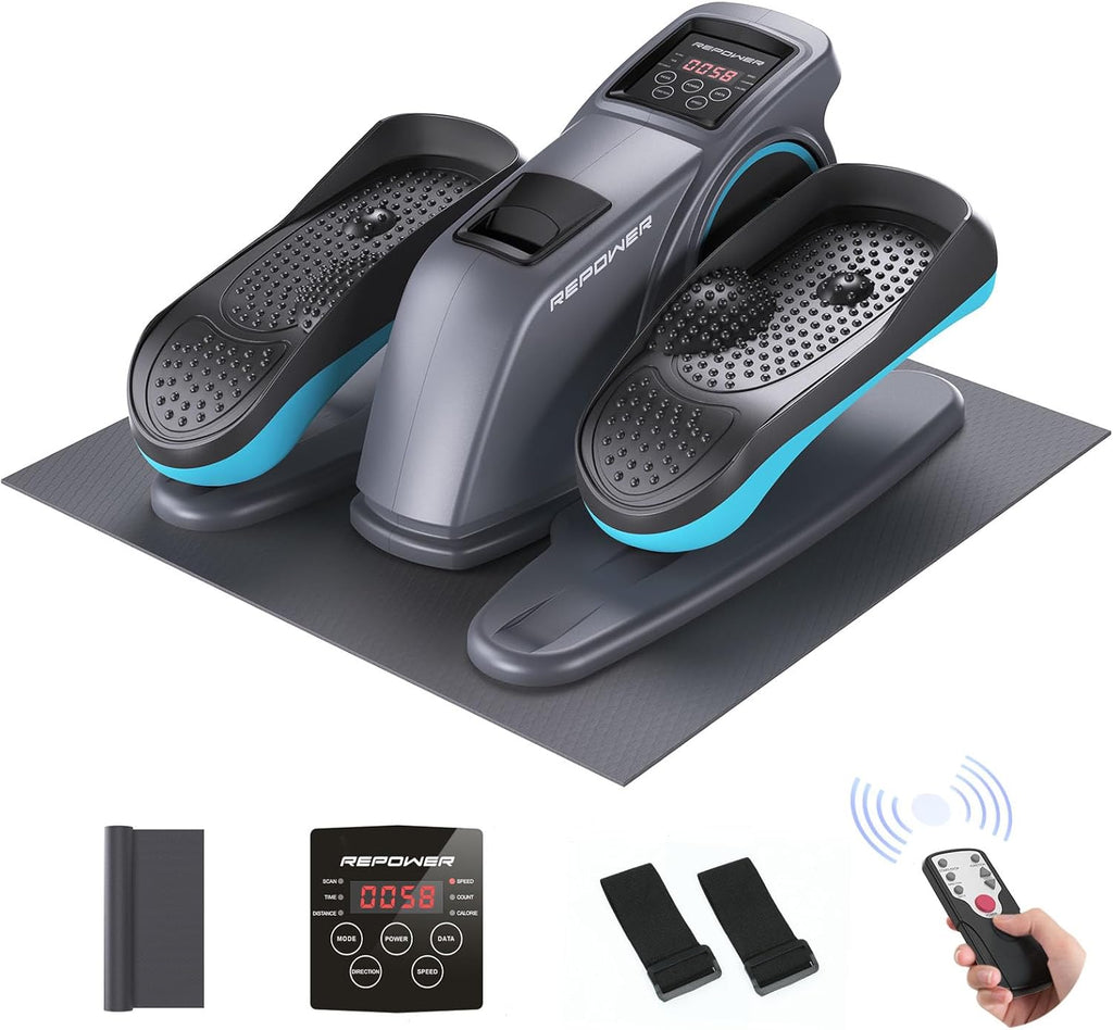 REPOWER Electric Under Desk Elliptical Machine,Seated Pedal Exerciser for Seniors, Quiet & Fully Assembled Ellipse Leg Exerciser with Adjustable Speed & Non-Slip Mat & Foot Straps Band