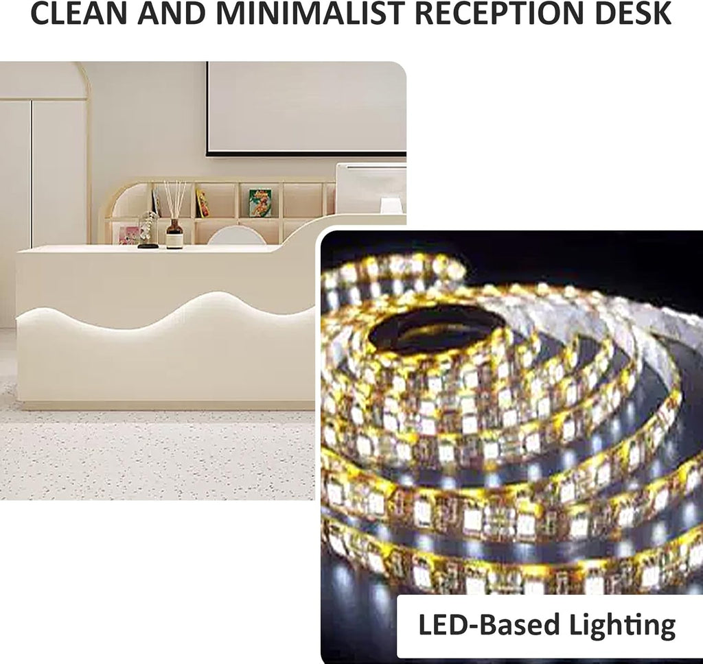 Reception Desk with LED Light and Storage Shelves 64 Inch a7