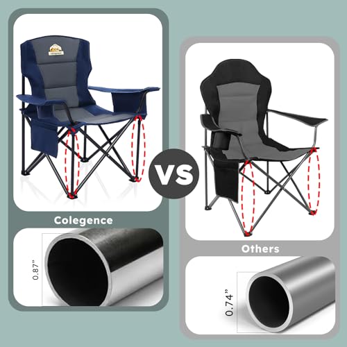 Heavy Duty Folding Camping Chair Set of 2 with Cooler Bag and Cup Holder Red k7p
