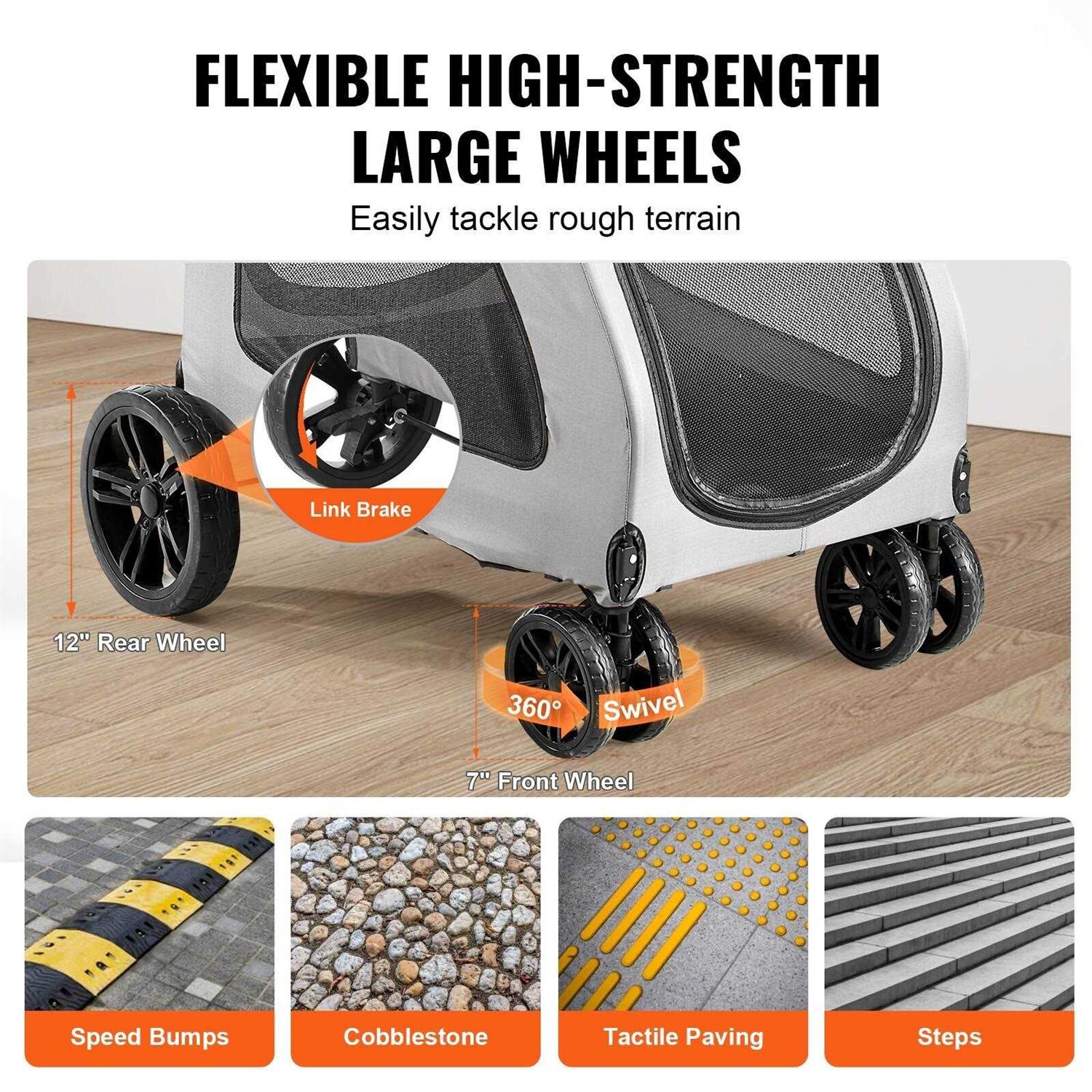 Pet Stroller 4 Wheels with Brakes a7