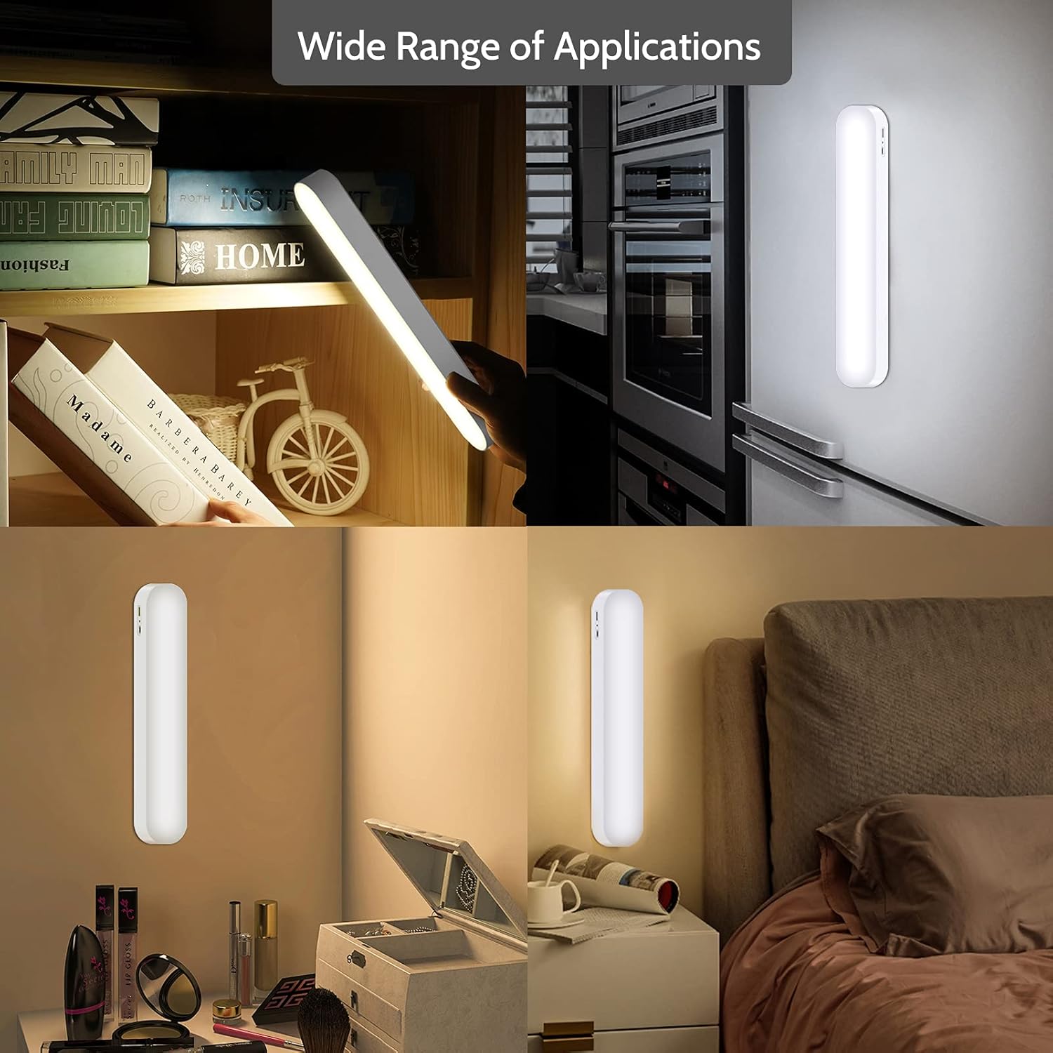 Closet Stick on Light, LED Dimmable Under Cabinet Wireless, Magnetic Night Light Bar with Rechargeable Battery, Counter for Kitchen Stairs Hallway Sink k7