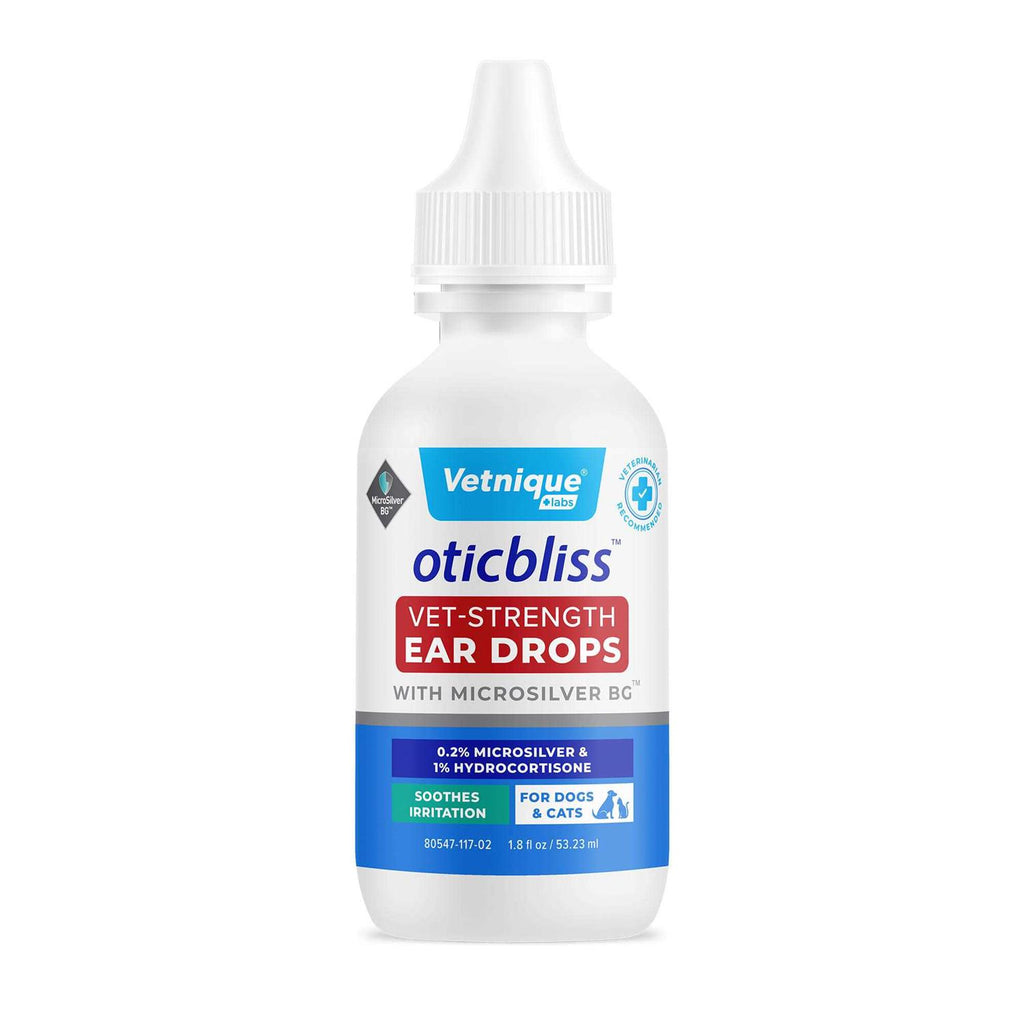 Vetnique Labs Oticbliss Vet-Strength Ear Drops for Dogs &amp; Cats with MicroSilver BG &amp; 1% Hydrocortisone Soothing Relief for Irritated Ears Dog Ear - Pet Supplies online store