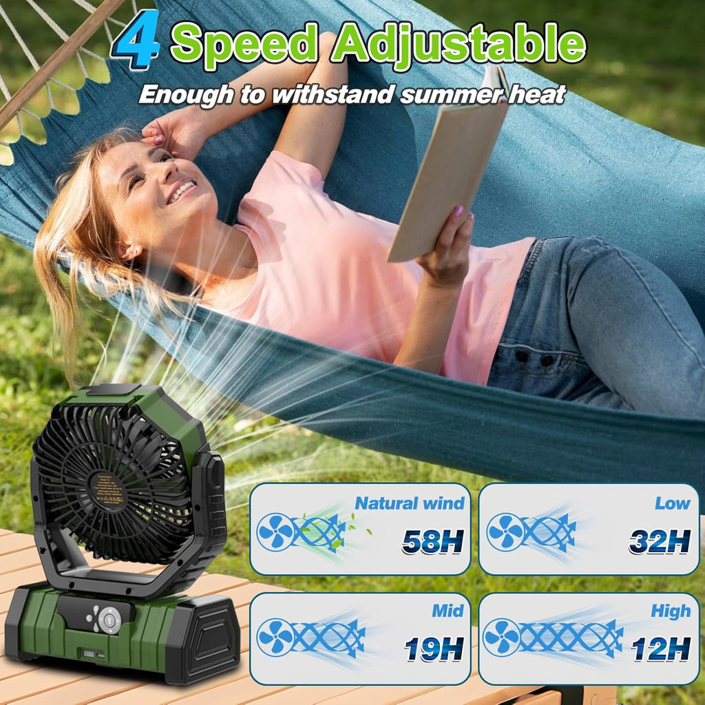 20000mAh Rechargeable Portable Camping Fan with LED Lantern and Remote k7
