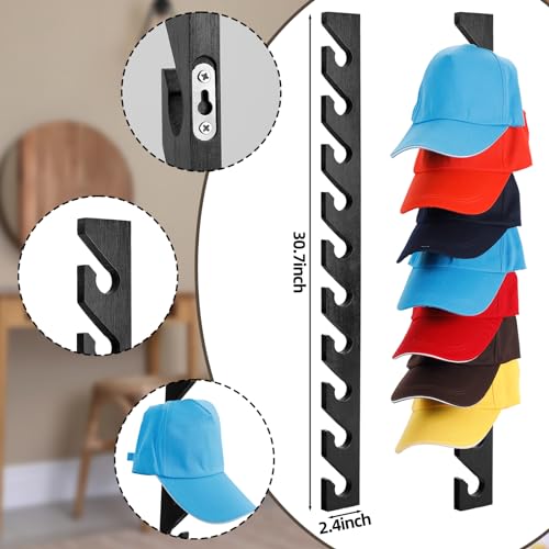 Wooden Hat Rack Wall Mount 10 Hooks Cap Organizer Reddish Brown k7