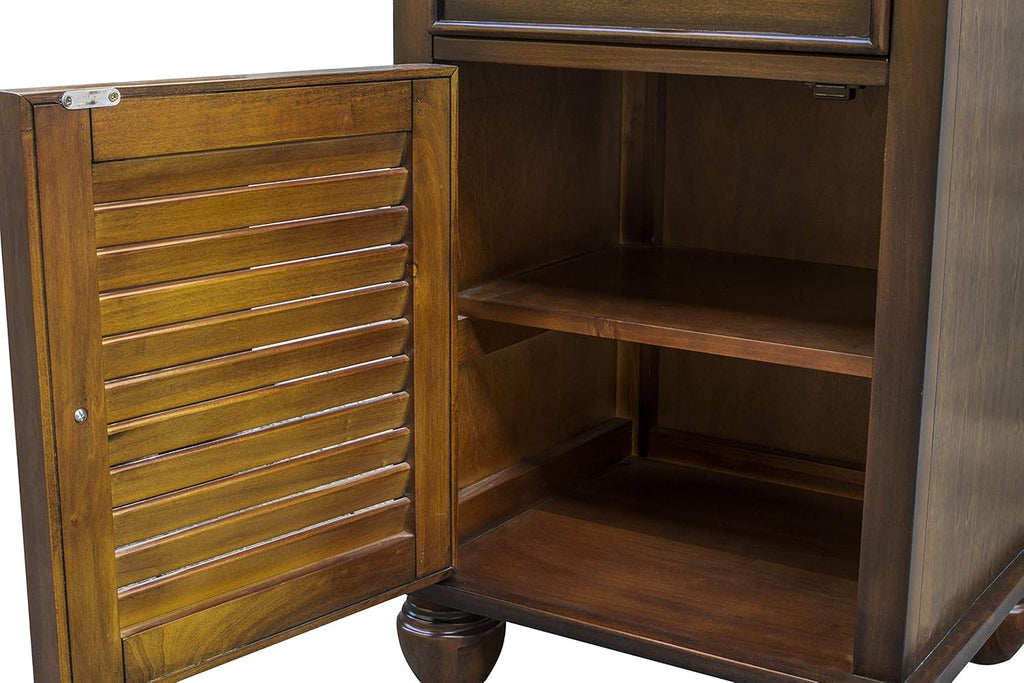 Tropical Walnut Nightstand with Felt Lined Drawer and Shelf k7p