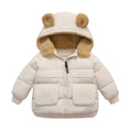 Winter Clothes for Toddler Boys Toddler Kids Baby Boys Girls Winter Warm Solid Coats Bear Ears Hooded Padded Jacket Outwear Little Girls Clothes (Beige,100 18-24 Months)