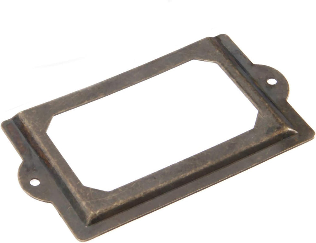 Antique Label Holder Drawer Pull Bronze 3-1/2 Inch q7